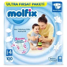 پوشک مولفیکس چسبی سایز 4 تعداد 100 عددی